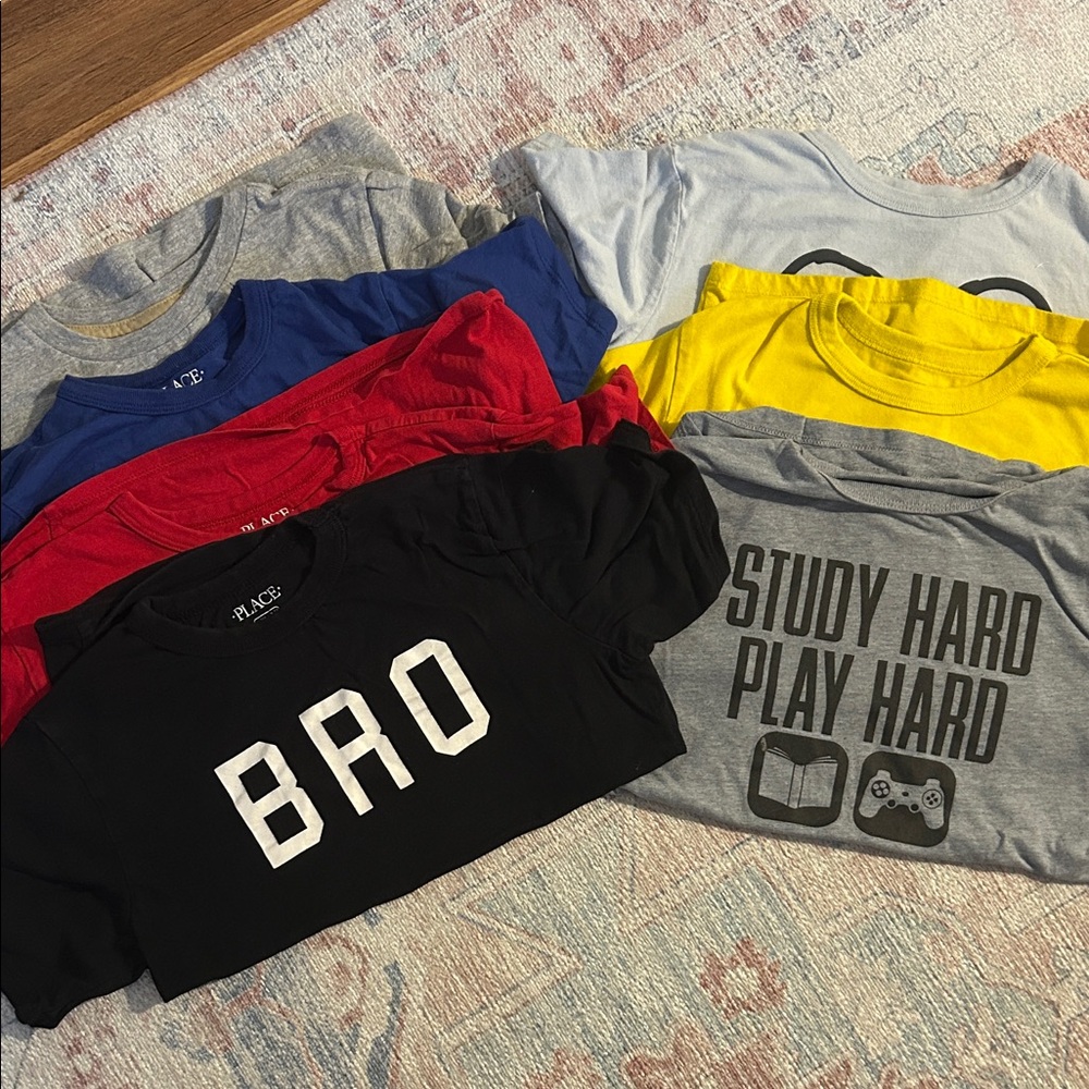 The Children's Place Boys' Graphic Tees - Red, Yellow, Black, Gray, 7 shirts